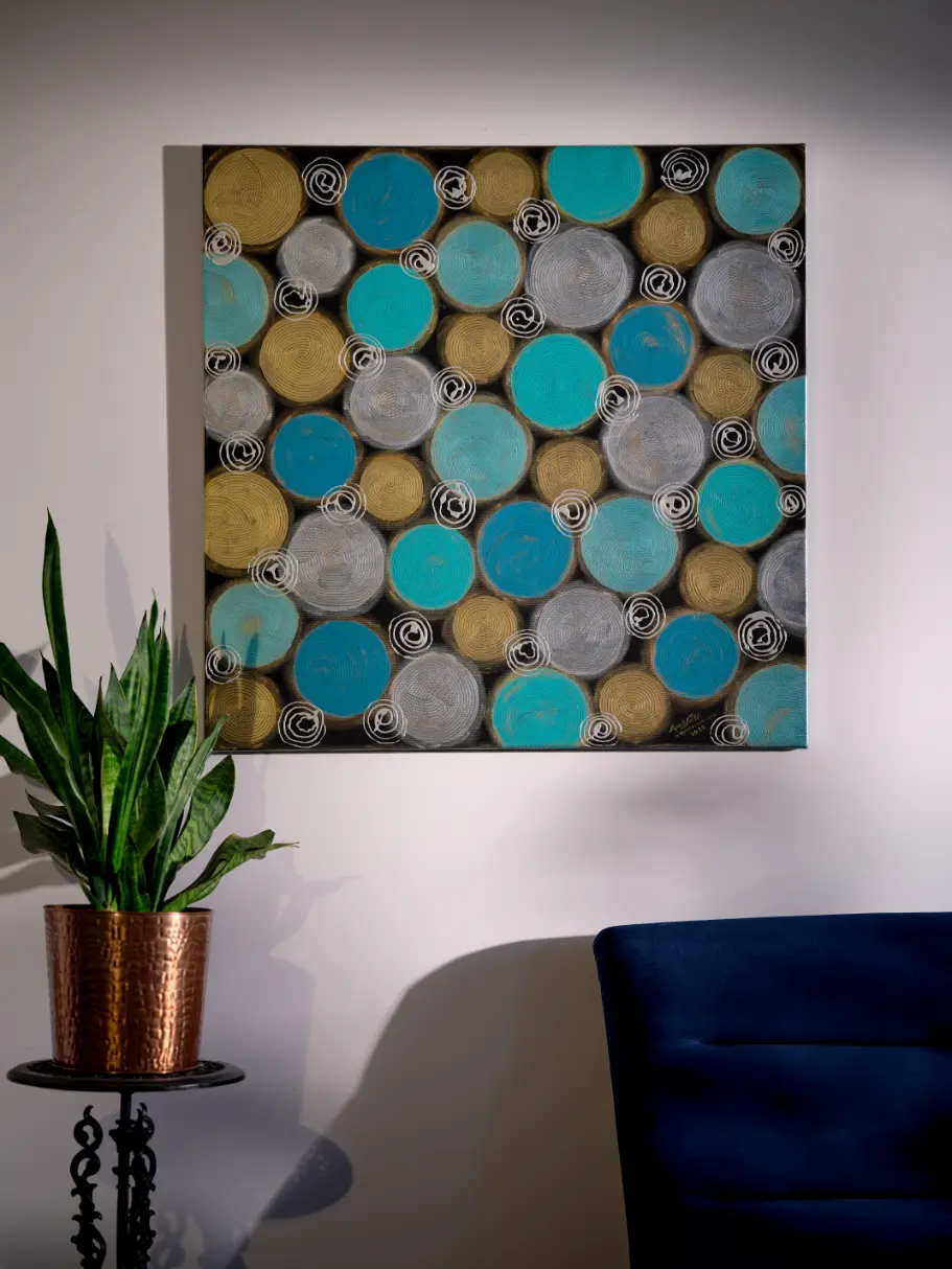 Koła w turkusie i srebrze