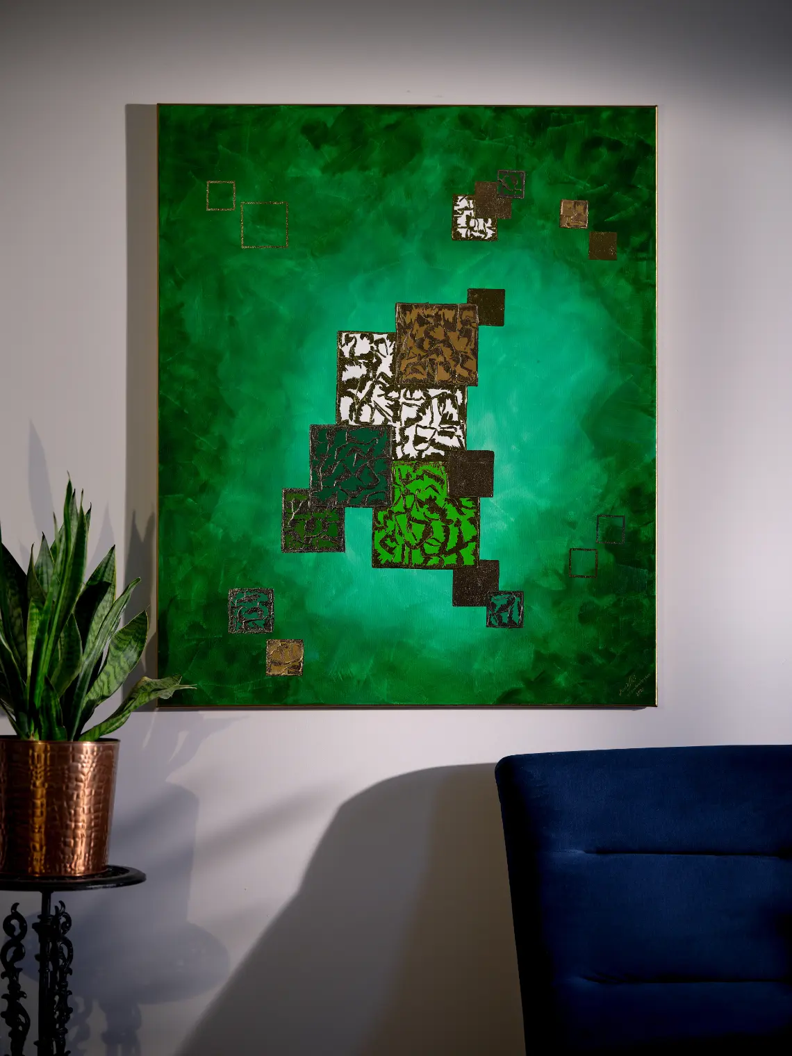 Abstrakcja w zieleni i złocie